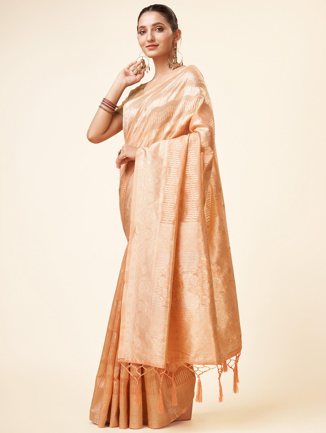peach self design banarasi saree - 20434064 - Standard Image - 1