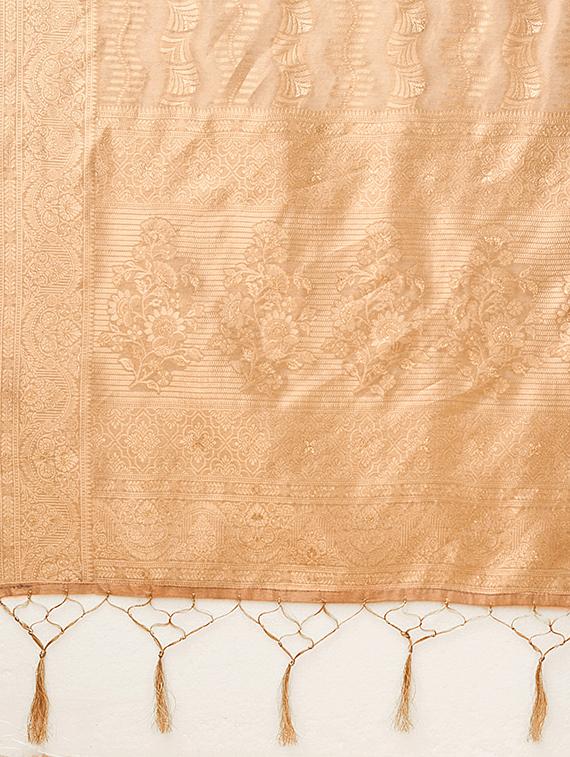 peach self design banarasi saree - 20434064 - Standard Image - 4