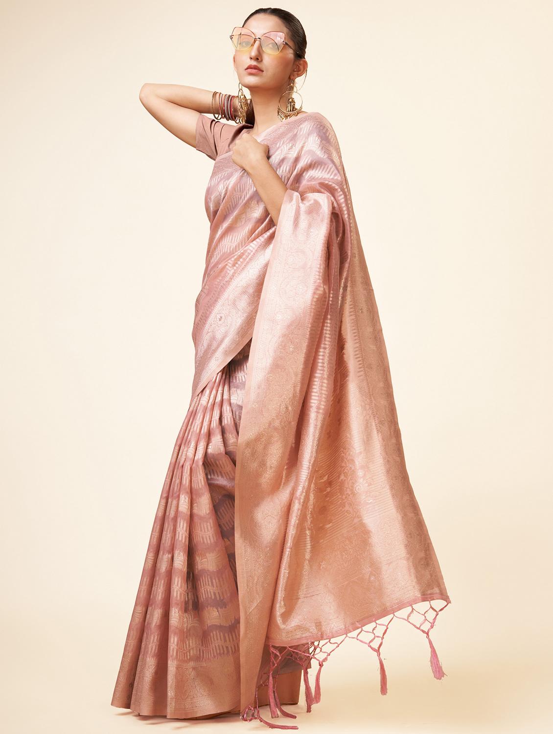 rosewater self design banarasi saree - 20434065 - Standard Image - 1