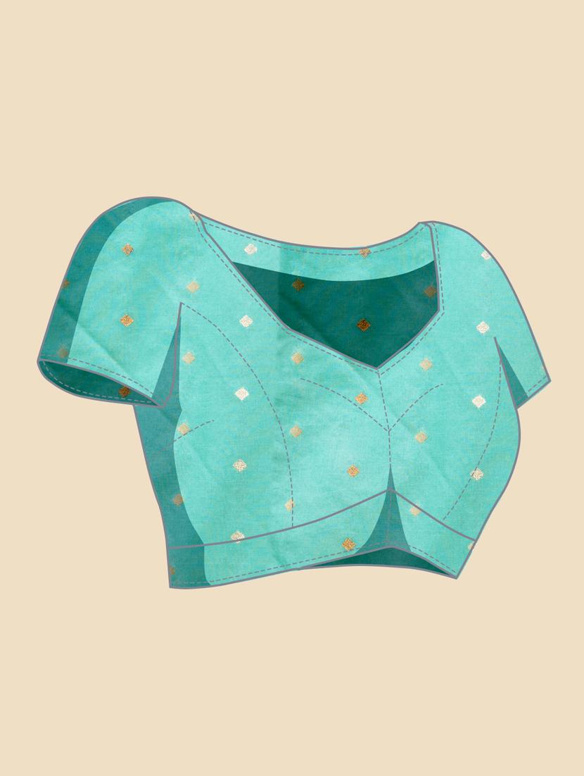 sea green self design bordered saree - 20434077 - Standard Image - 4