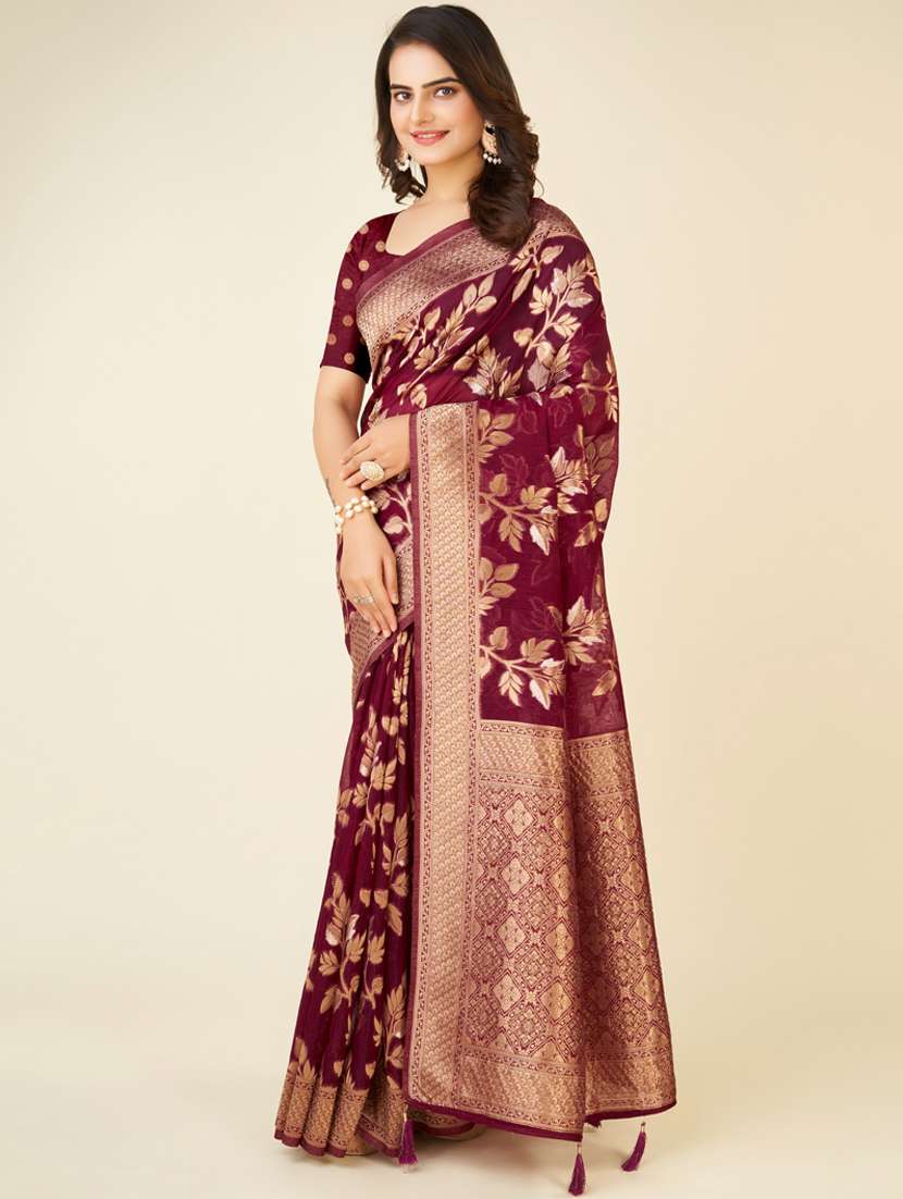 purple self design banarasi saree - 20434082 -  Standard Image - 1