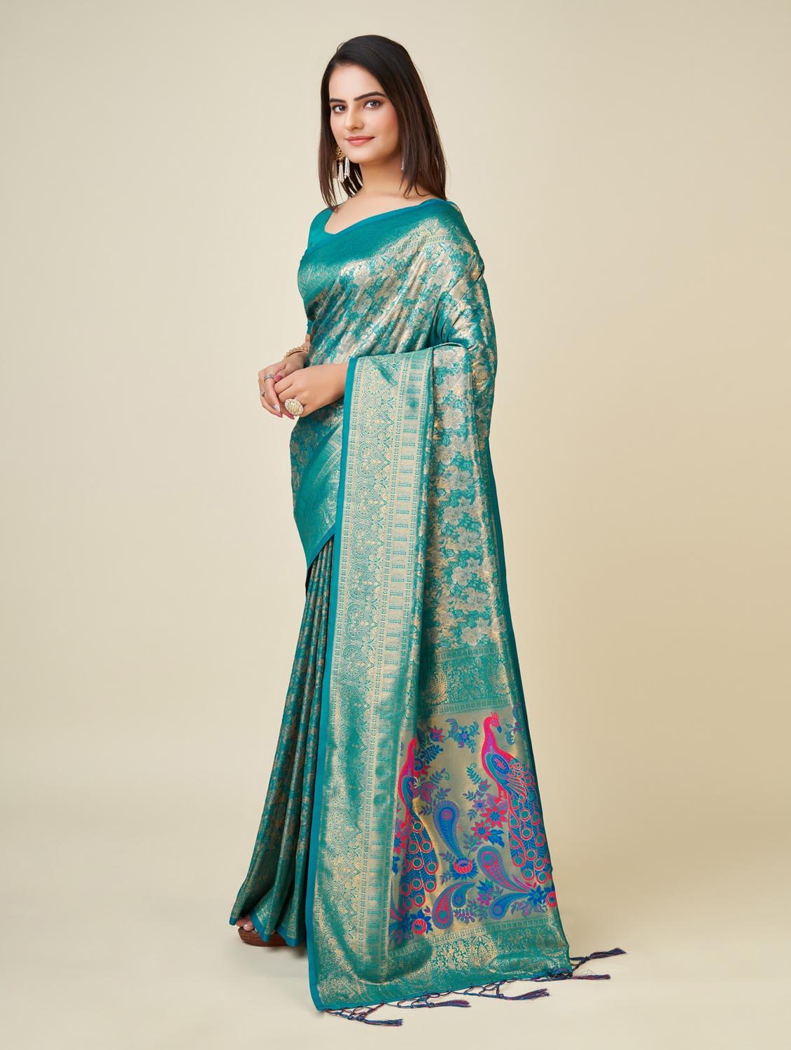 women blue banarasi saree - 20434088 - Standard Image - 1