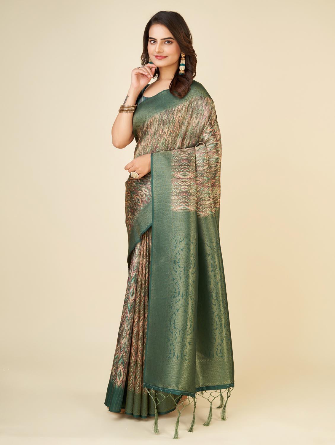 zari bordered printed saree  - 20434098 -  Standard Image - 1