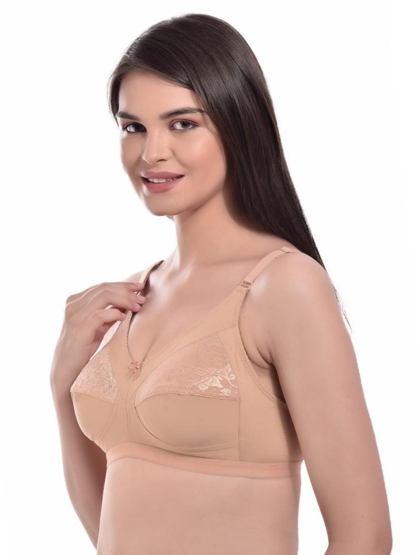 women beige cotton regular bra - 20435569 - Standard Image - 1