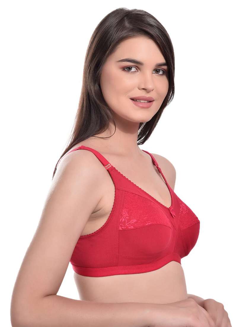 solid red cotton regular bra - 20435573 -  Standard Image - 1