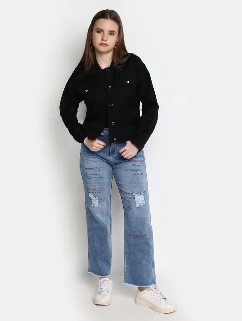 women black cotton regular jacket - 20435699 - Standard Image - 4