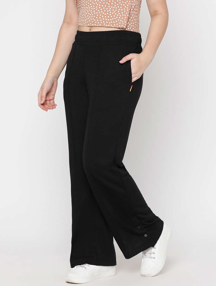 black solid track pant - 20435791 - Standard Image - 1