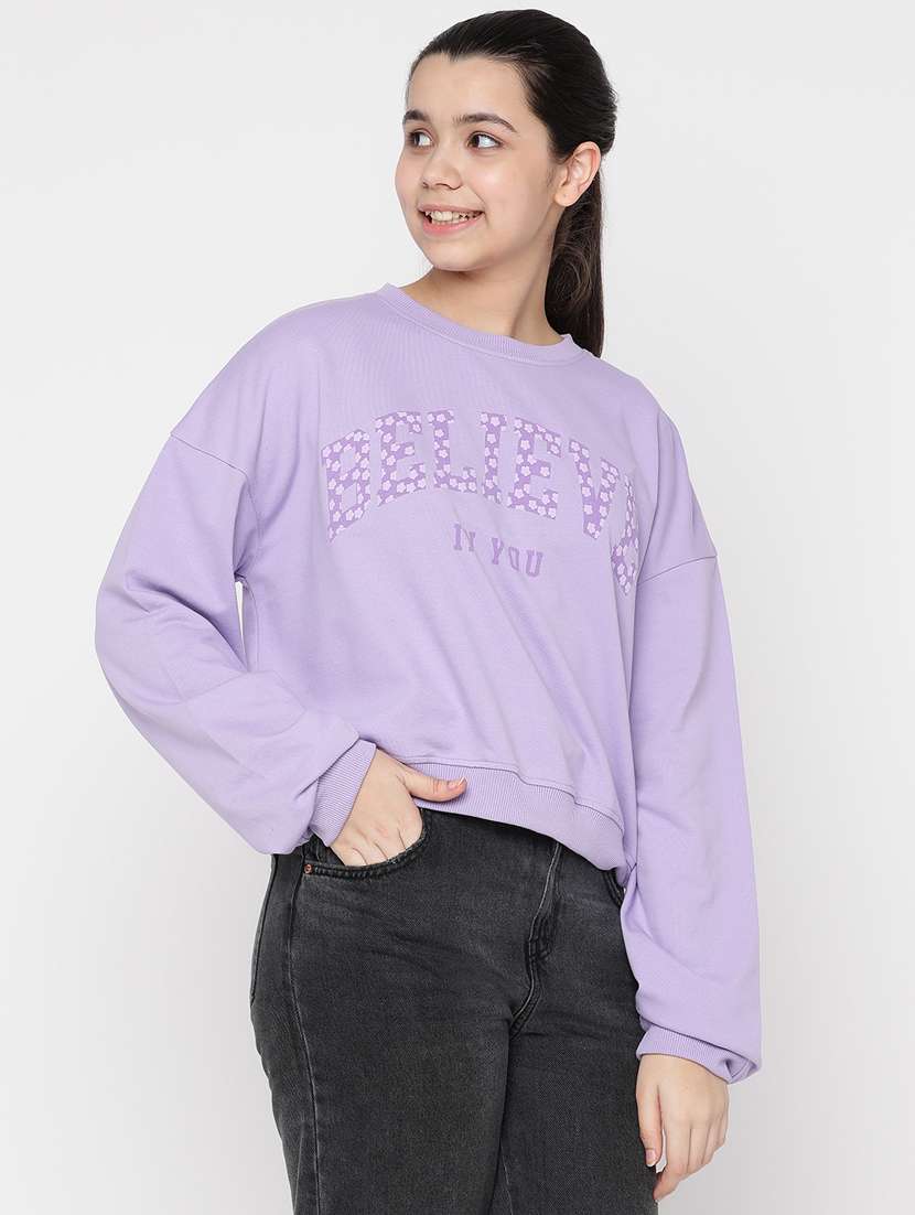 girls long sleeved typographic print sweatshirt