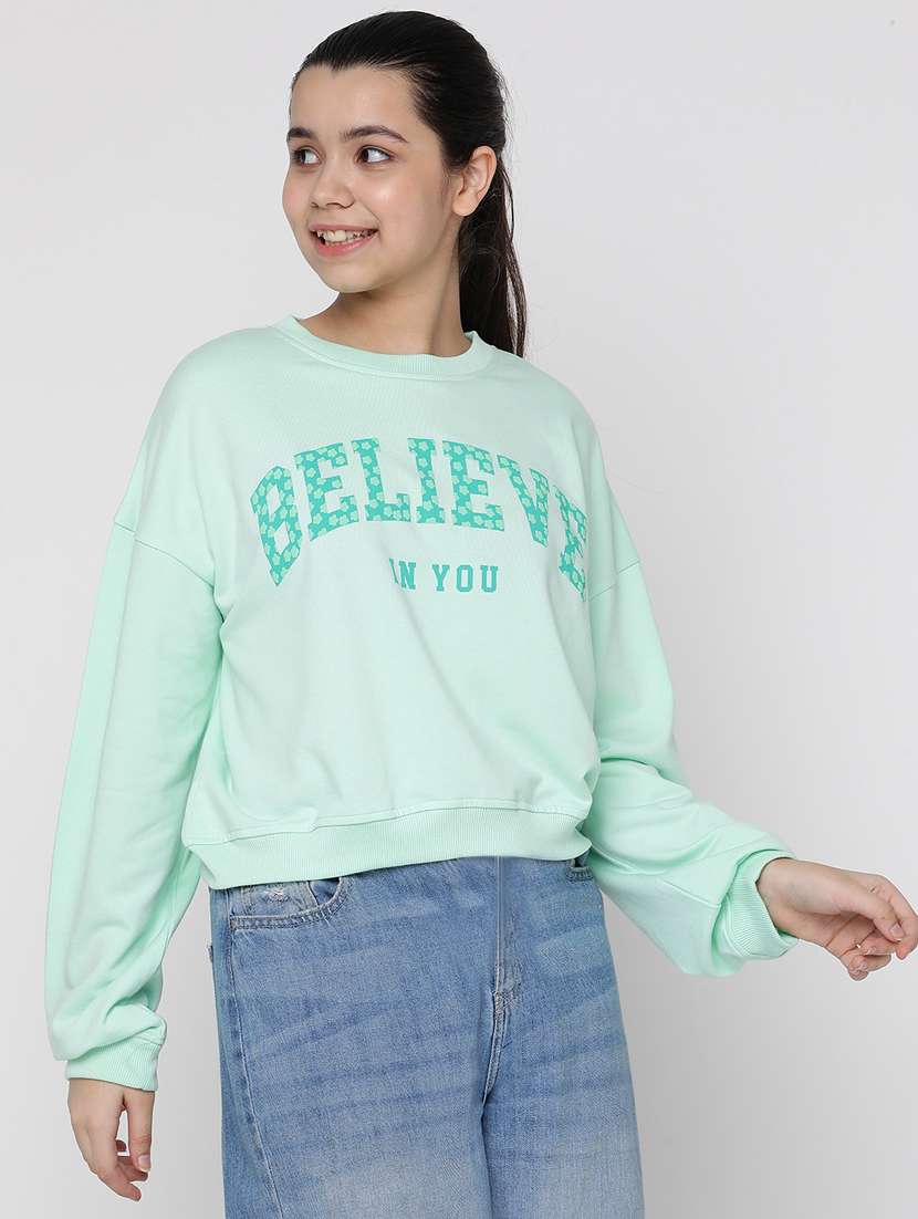 girls long sleeved typographic print sweatshirt - 20435831 -  Standard Image - 1