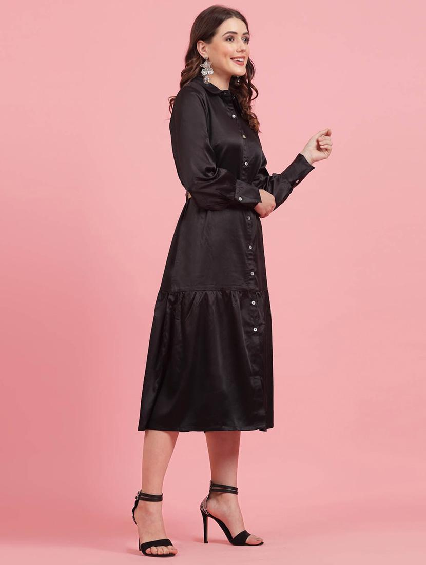 black solid drop waist dress - 20436048 - Standard Image - 1