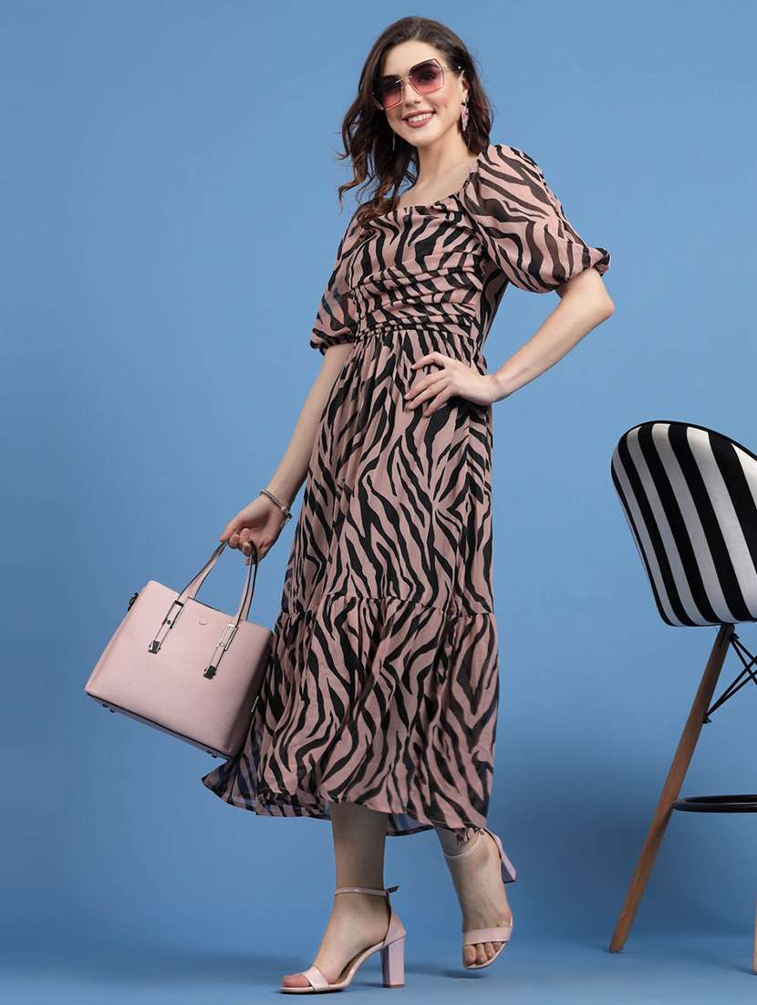 beige animal print fit & flare dress - 20436049 -  Standard Image - 4