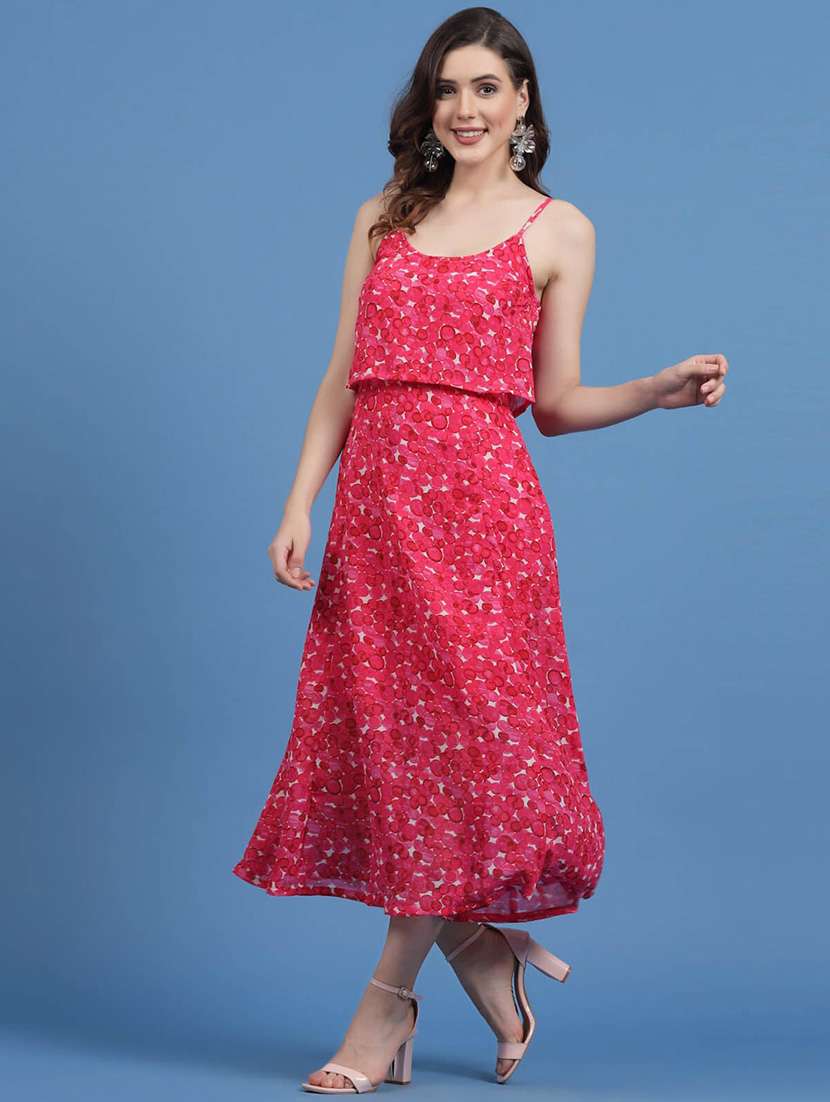 pink printed a-line dress - 20436077 -  Standard Image - 1