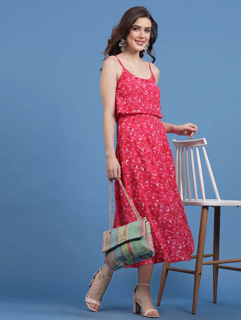 pink printed a-line dress - 20436077 -  Standard Image - 4