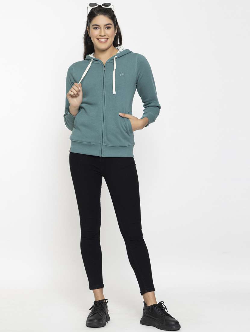 light blue solid hooded sweatshirt - 20436402 -  Standard Image - 4