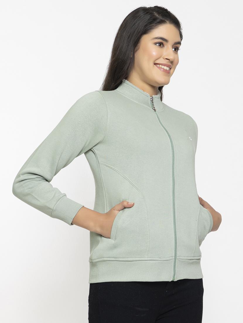 grey solid stand collar sweatshirt - 20436405 -  Standard Image - 1
