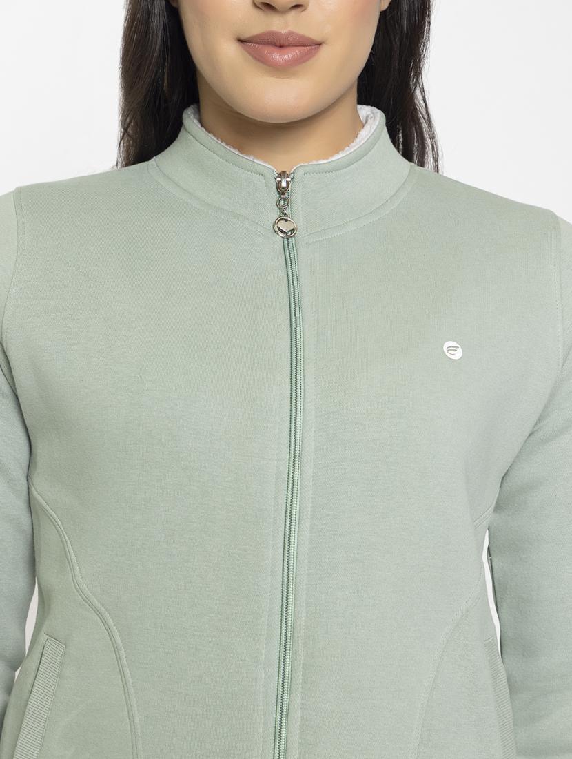 grey solid stand collar sweatshirt - 20436405 - Standard Image - 4