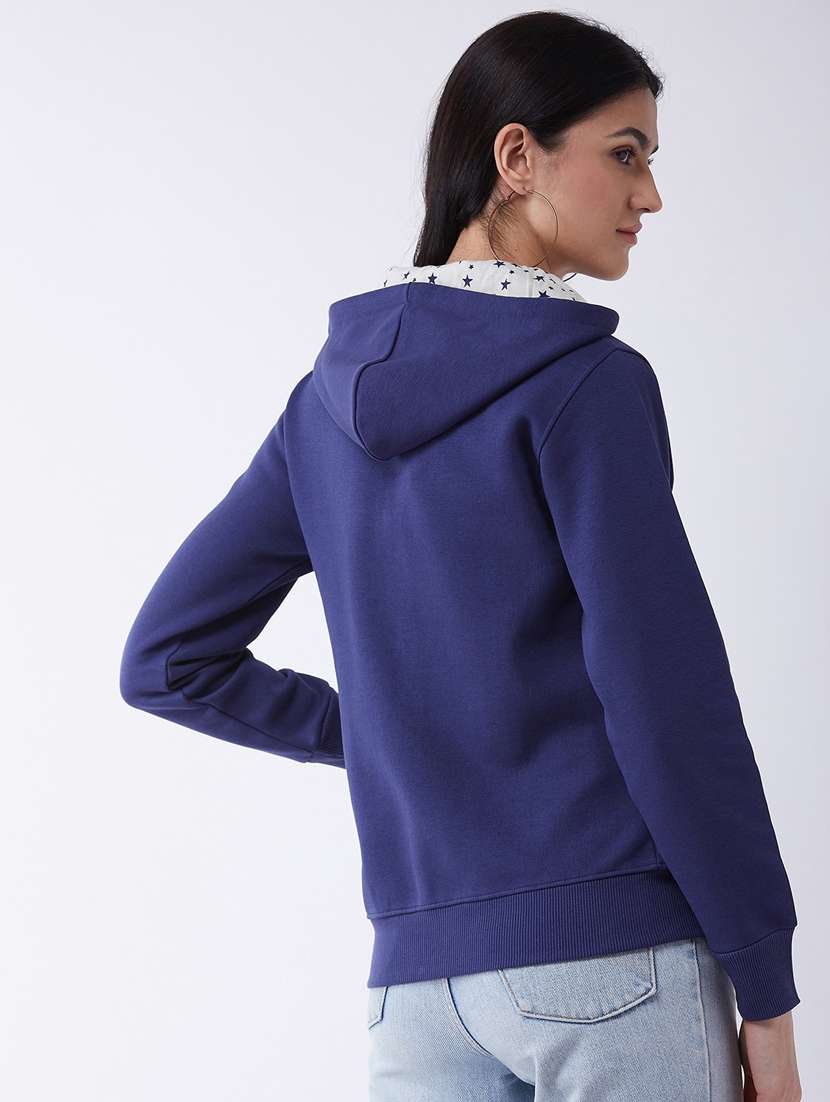blue solid hooded sweatshirt - 20436425 -  Standard Image - 1