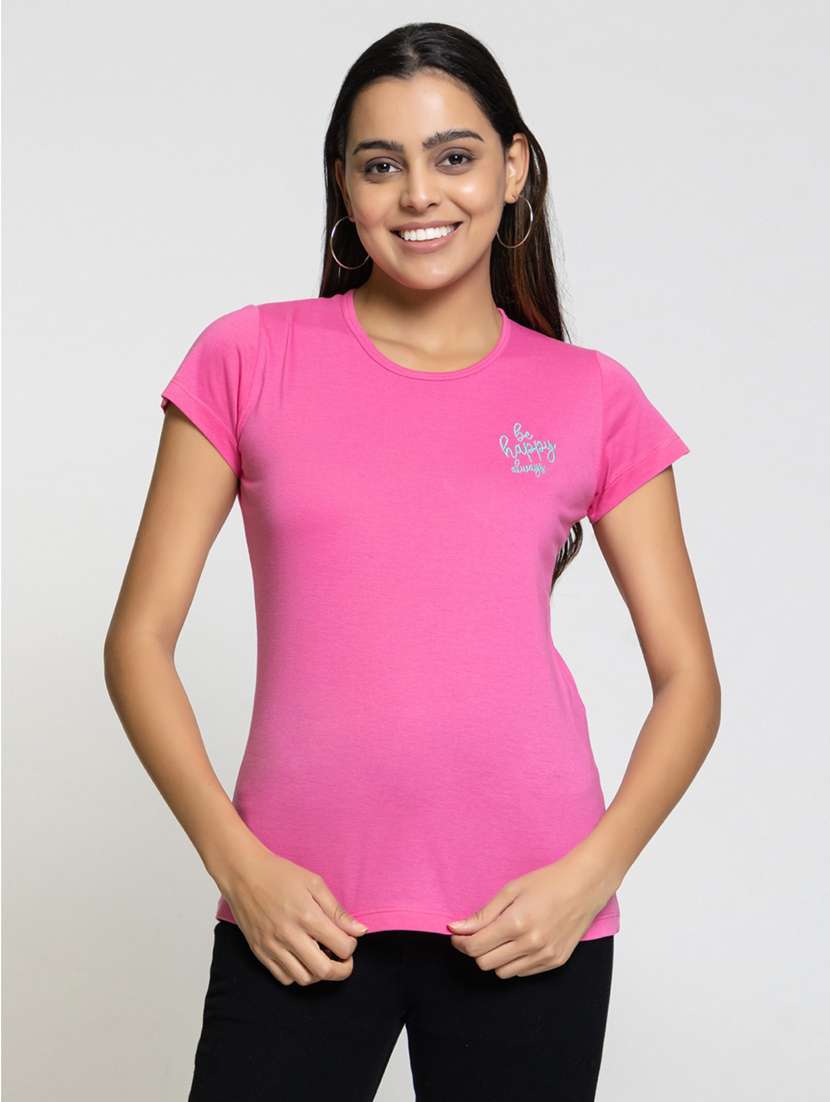 women's placement print round neck t-shirt