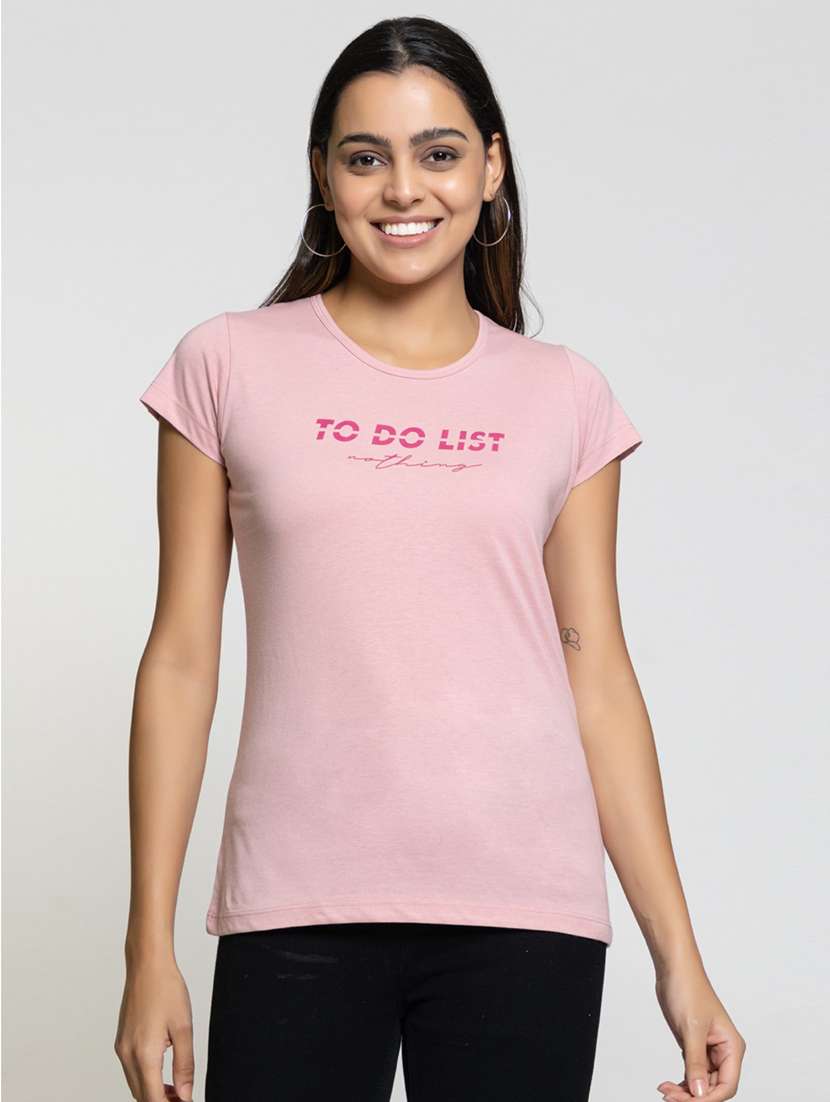 women's chest print crew neck t-shirt