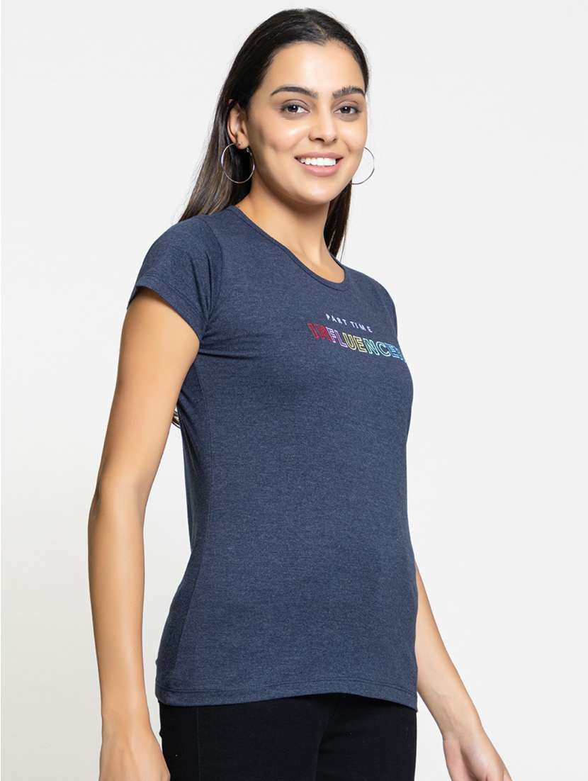 women's chest print crew neck t-shirt - 20436443 - Standard Image - 1
