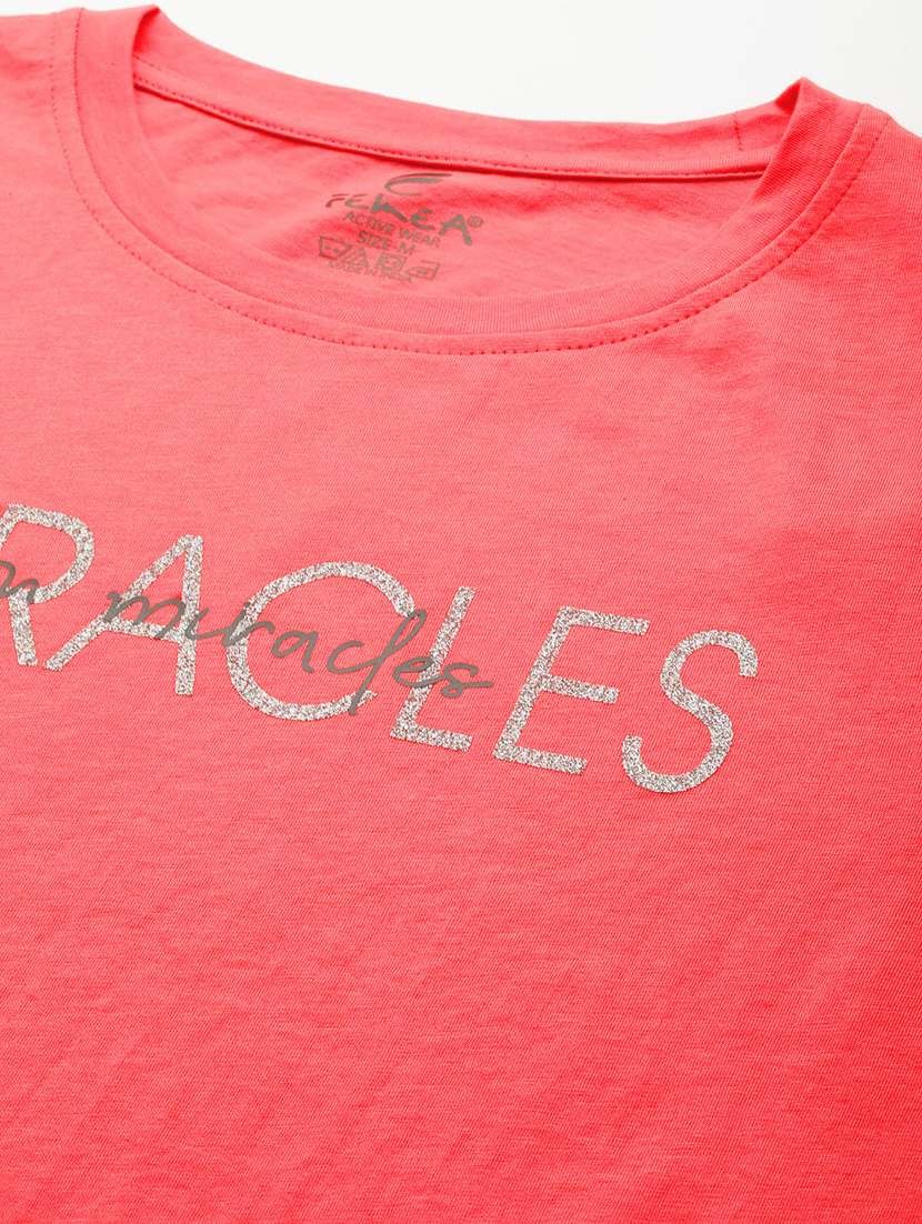 women's chest print round neck t-shirt - 20436459 -  Standard Image - 4