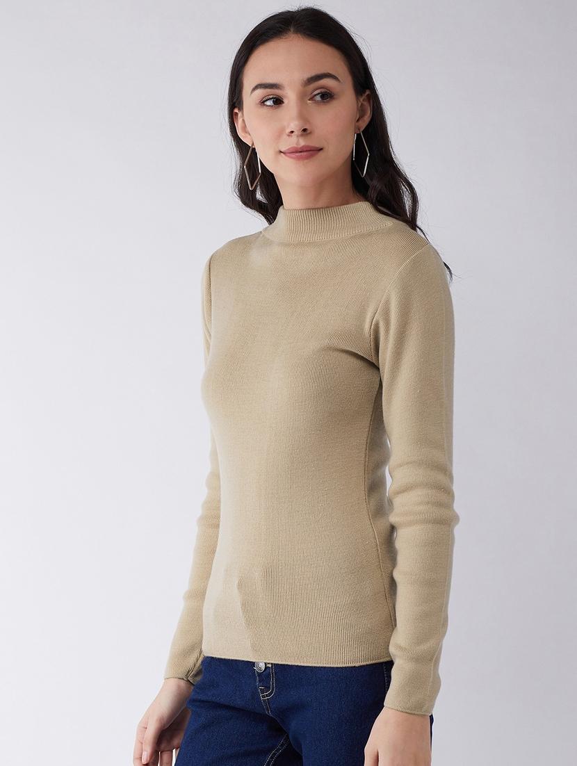 women long sleeved solid regular pullover - 20436477 - Standard Image - 1