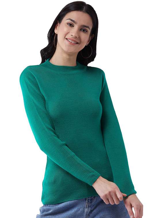 women long sleeved solid regular pullover