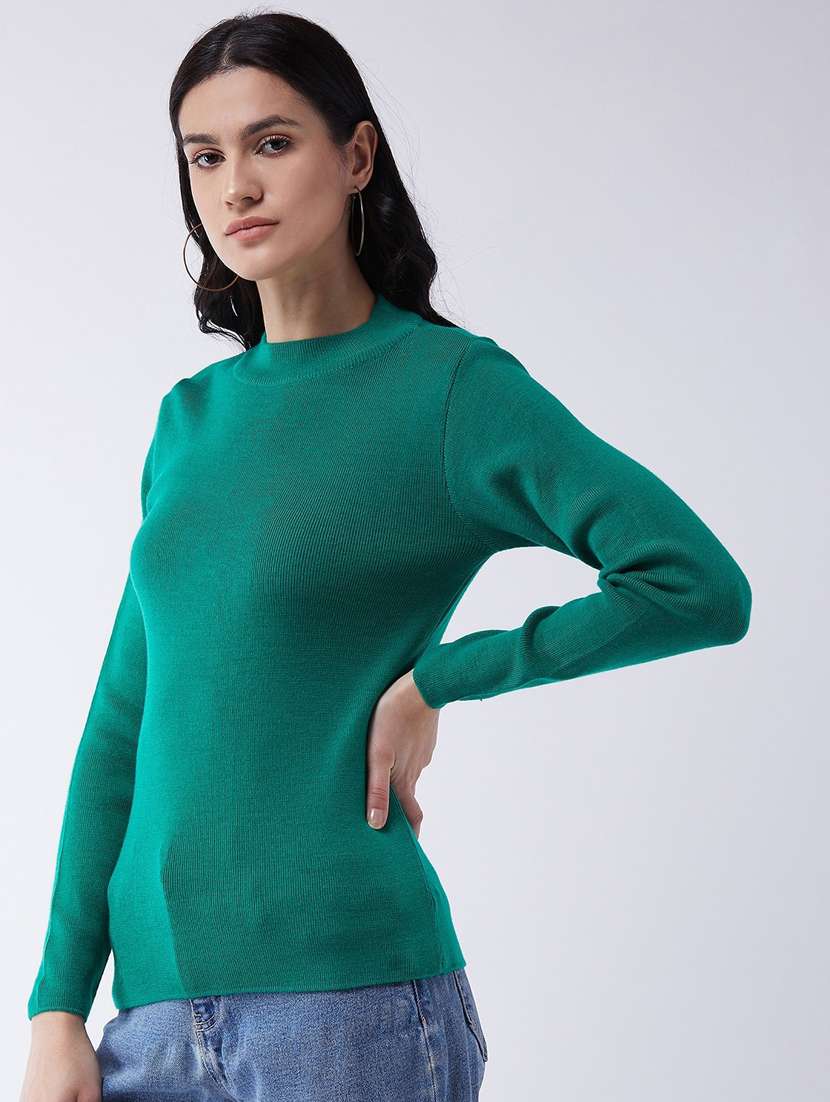 women long sleeved solid regular pullover - 20436480 - Standard Image - 1