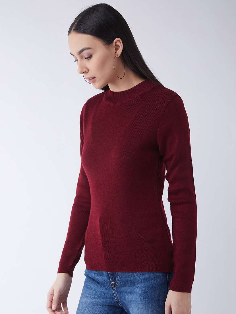 women long sleeved solid regular pullover - 20436483 - Standard Image - 1