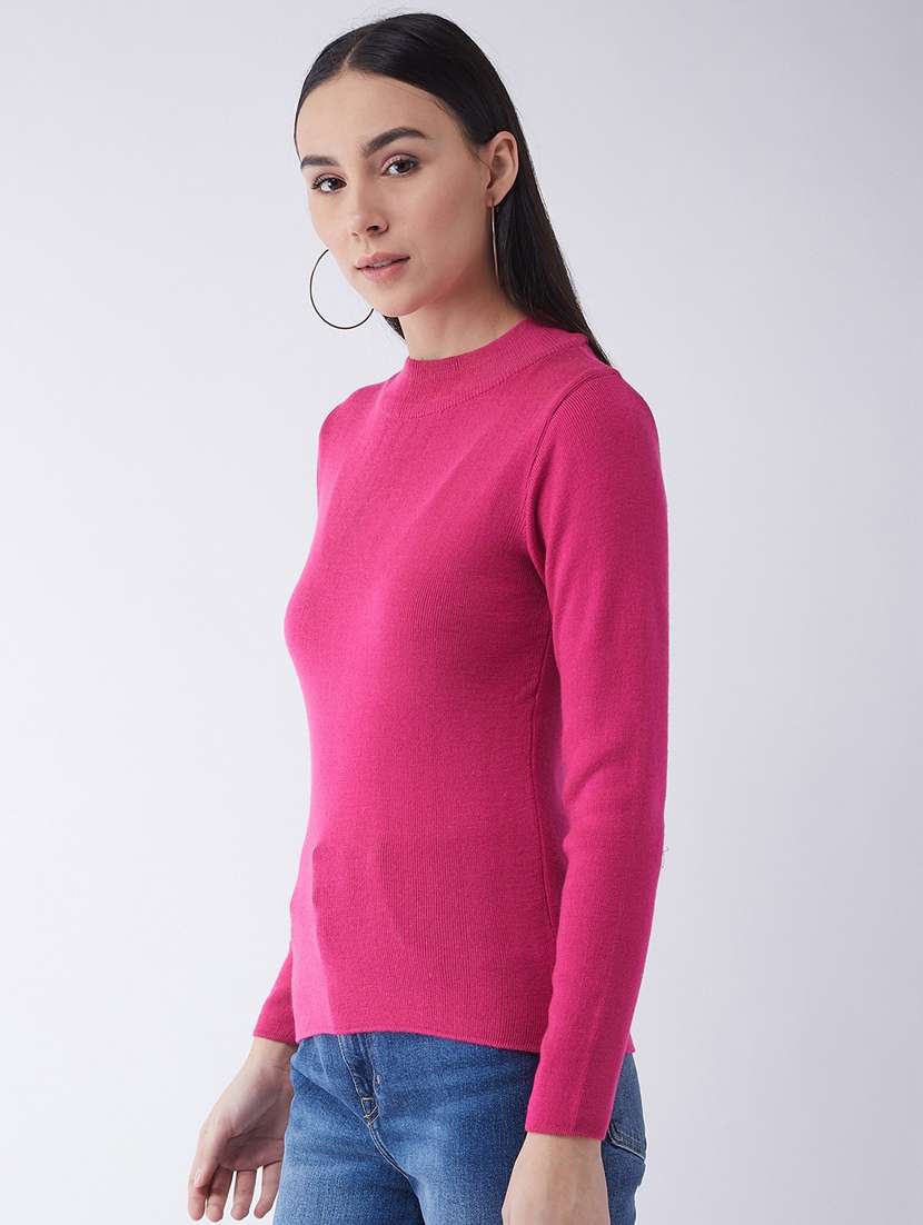 women long sleeved solid regular pullover - 20436496 -  Standard Image - 1