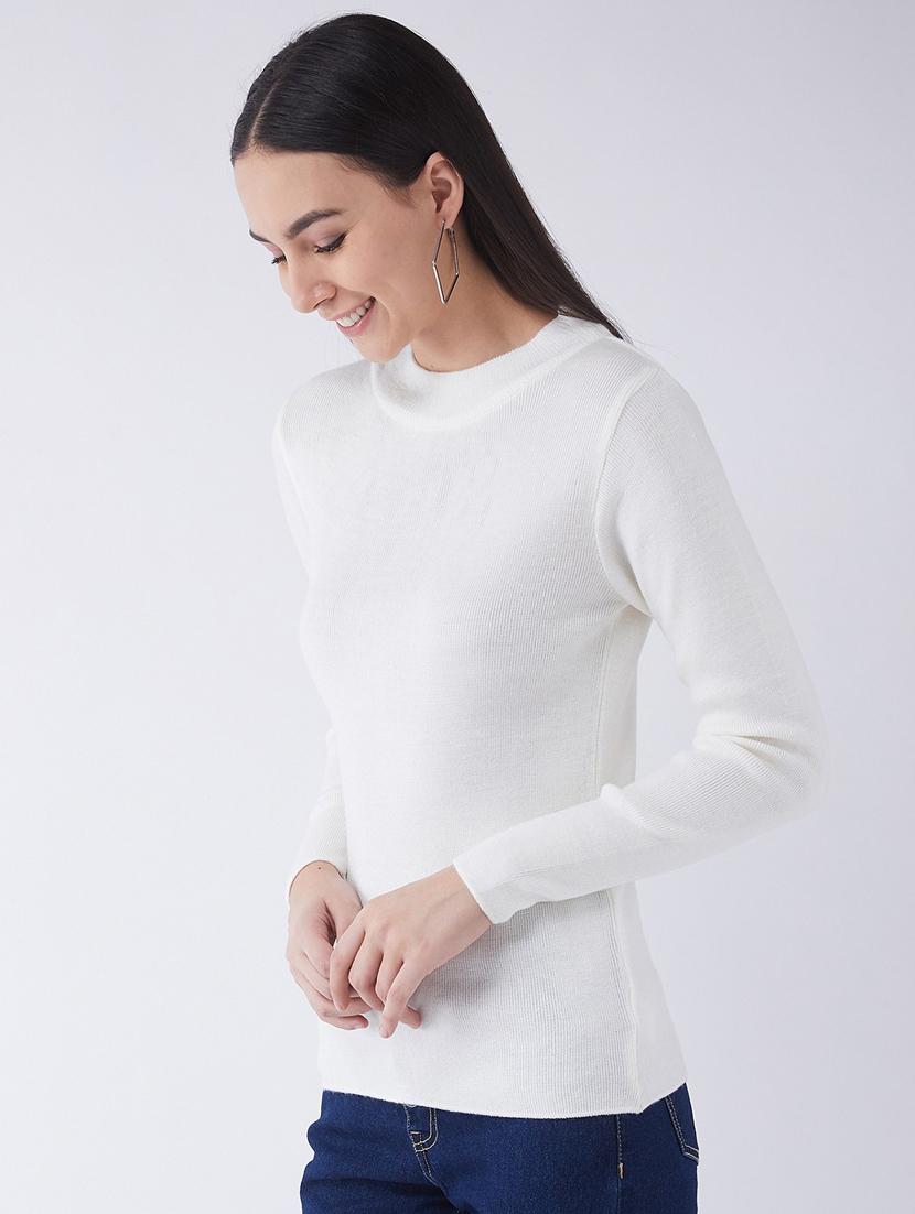 women long sleeved solid regular pullover - 20436498 - Standard Image - 1