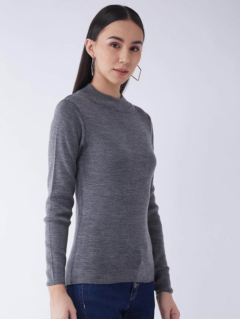 women long sleeved solid regular pullover - 20436511 - Standard Image - 1