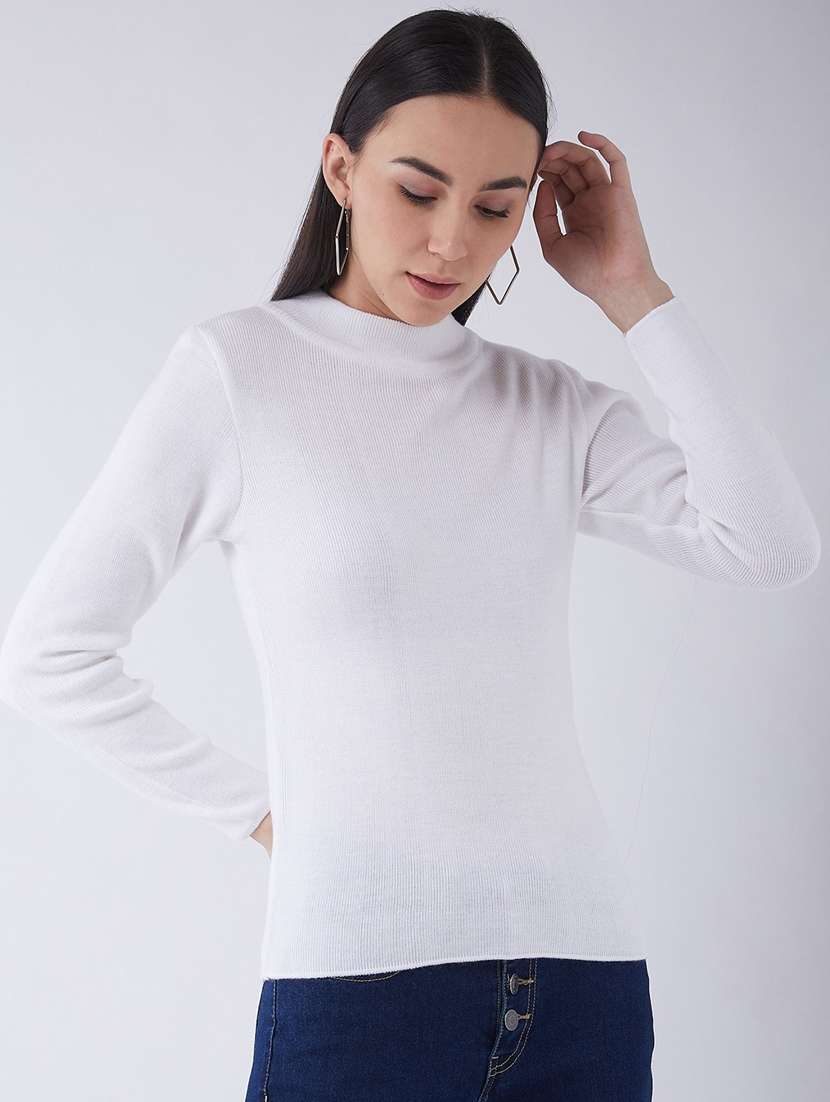 women long sleeved solid regular pullover