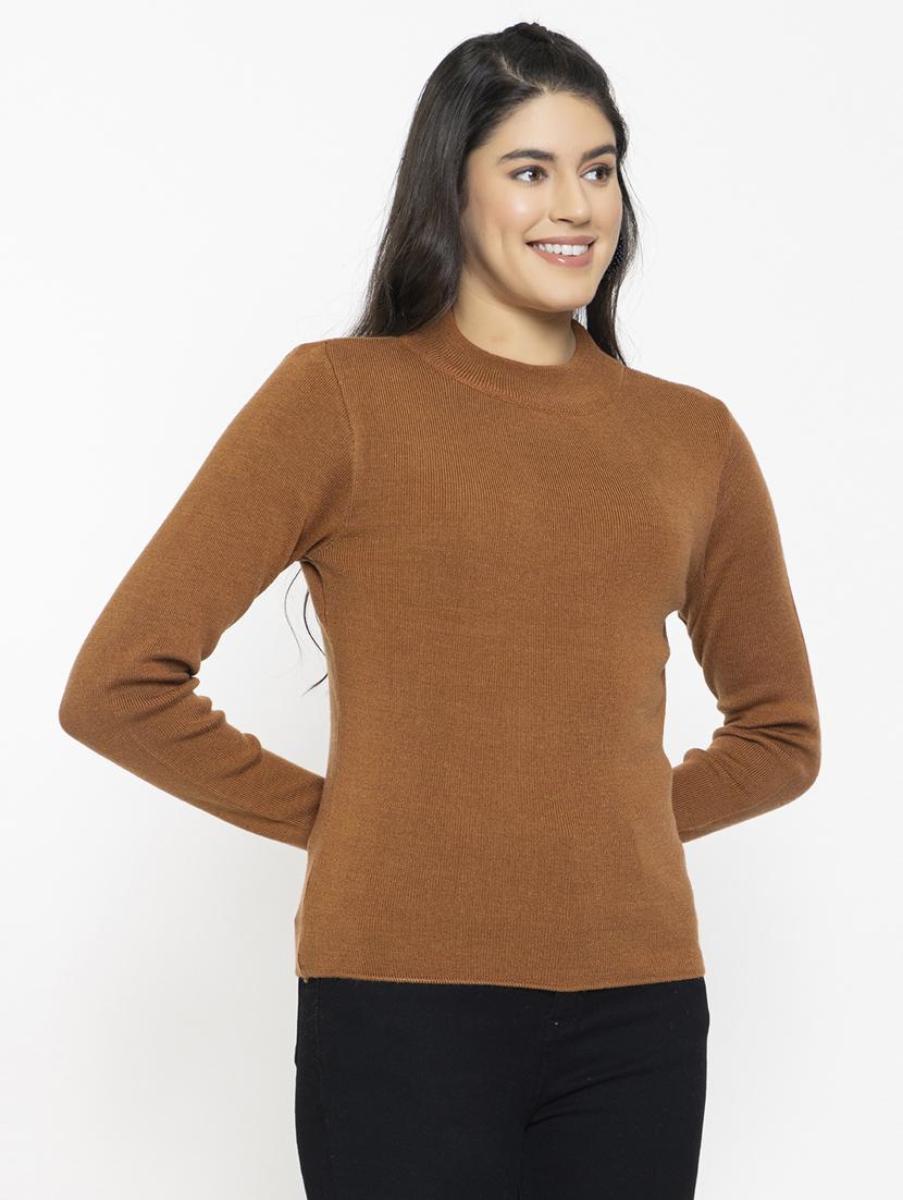 women long sleeved solid regular pullover - 20436515 - Standard Image - 1