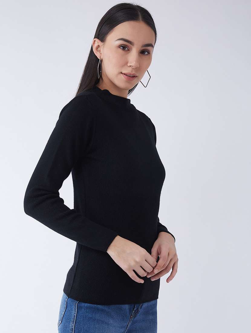 women long sleeved solid regular pullover - 20436517 - Standard Image - 1