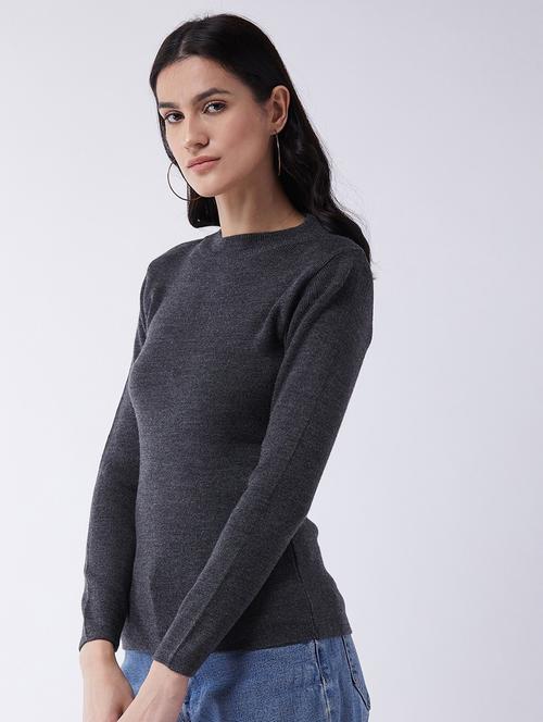 women long sleeved solid regular pullover - 20436521 - Standard Image - 0