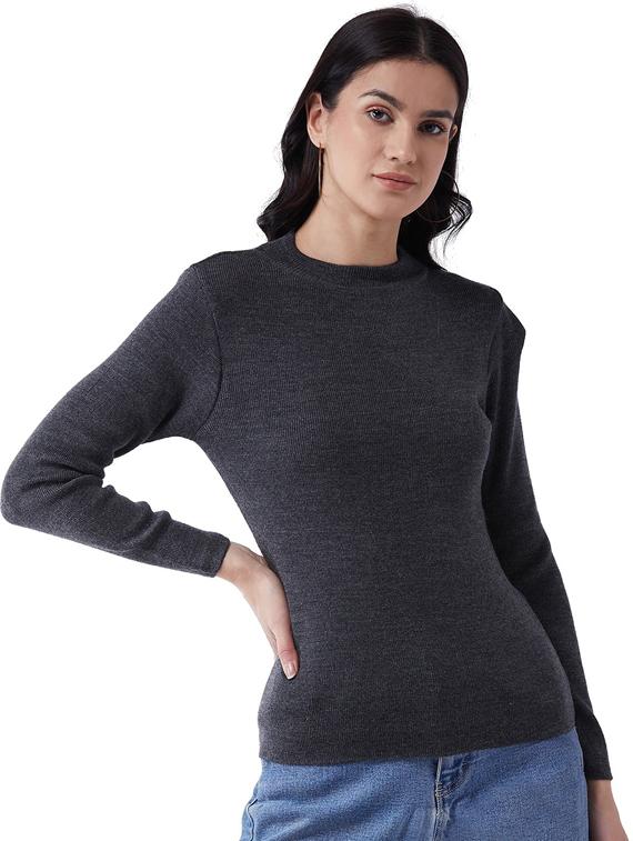 women long sleeved solid regular pullover - 20436521 - Standard Image - 1