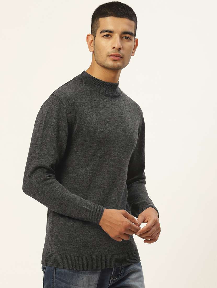 men long sleeved solid pullover - 20436557 - Standard Image - 1