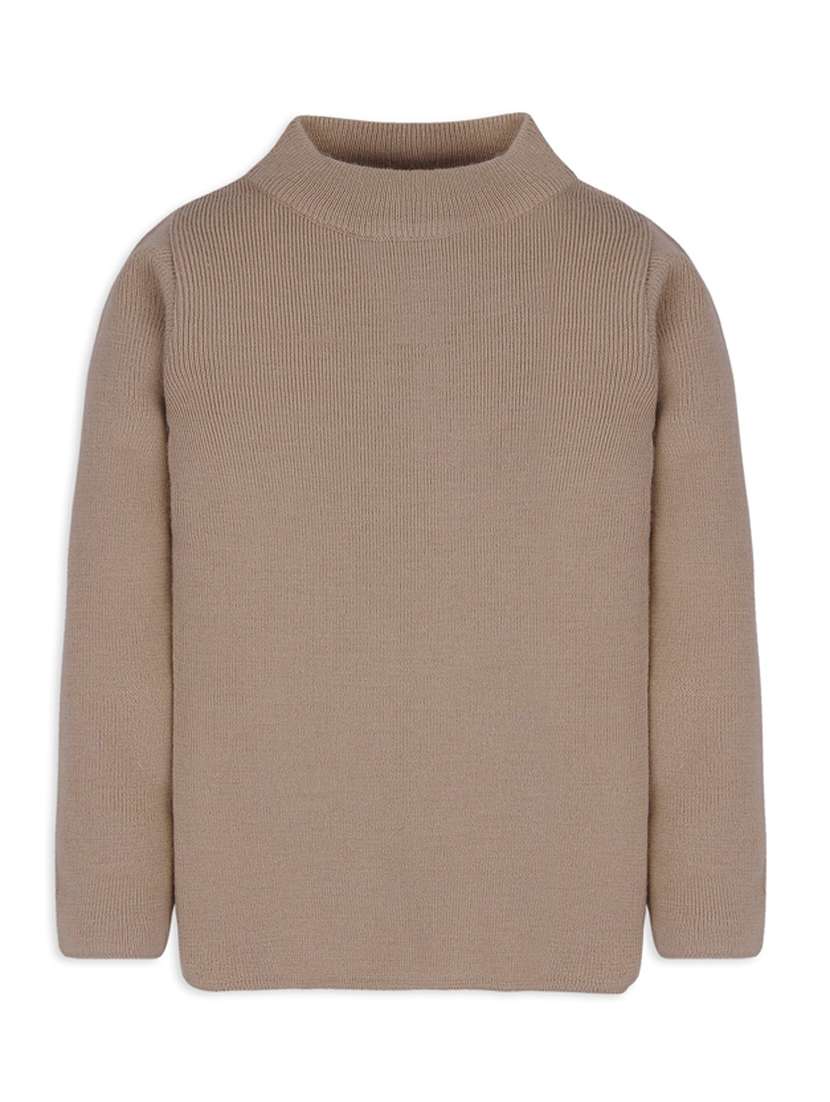 beige solid long sleeves sweater