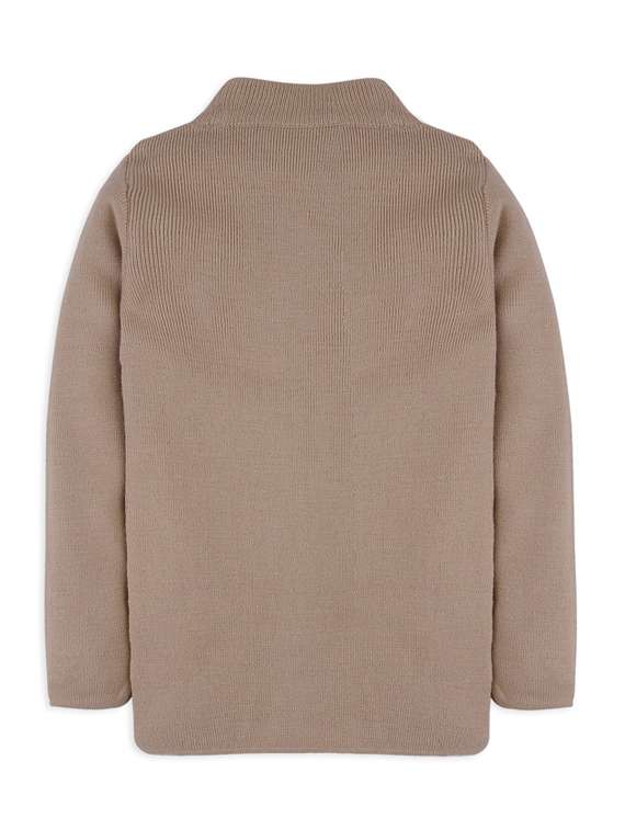 beige solid long sleeves sweater - 20436563 -  Standard Image - 1