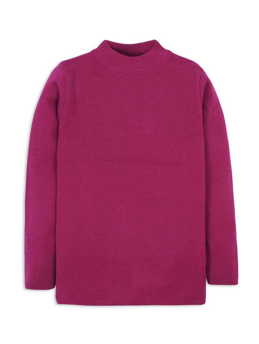 magenta solid long sleeves sweater