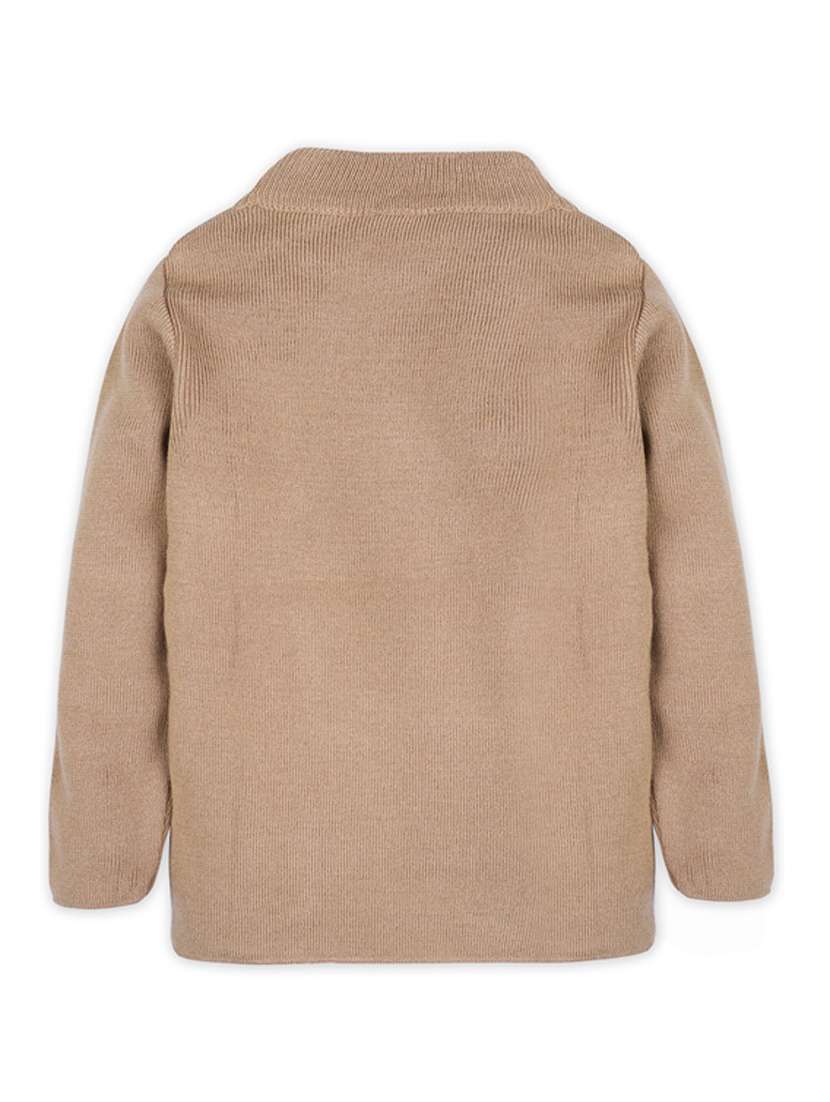 beige solid long sleeves sweater - 20436576 -  Standard Image - 1