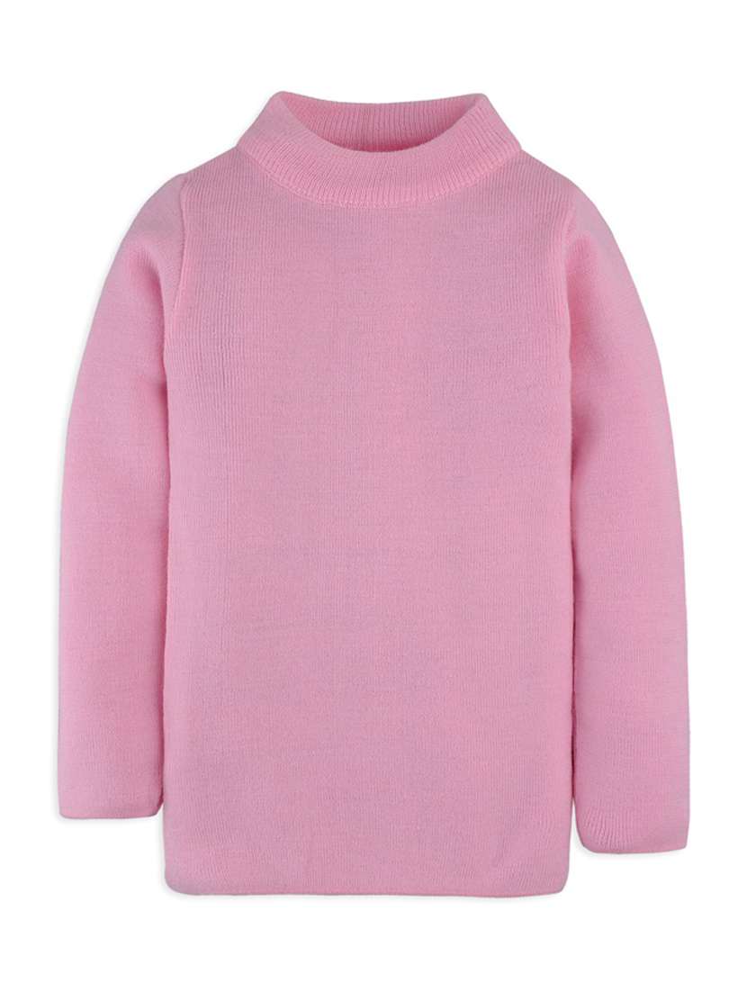 pink solid long sleeves sweater - 20436585 - Standard Image - 1