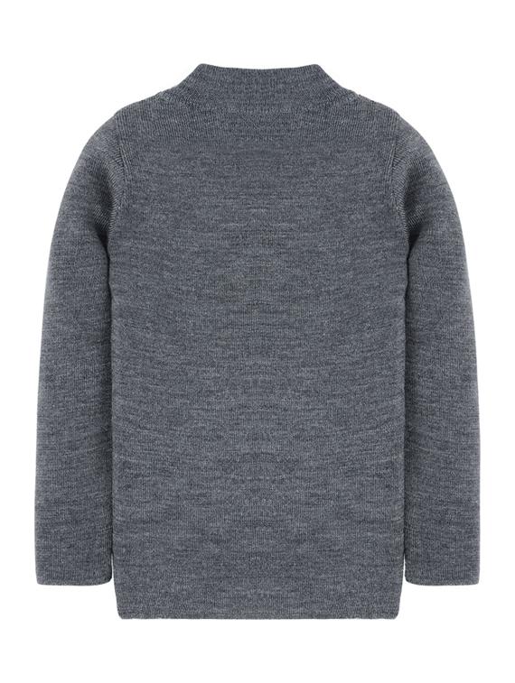 grey solid long sleeves sweater - 20436587 -  Standard Image - 1