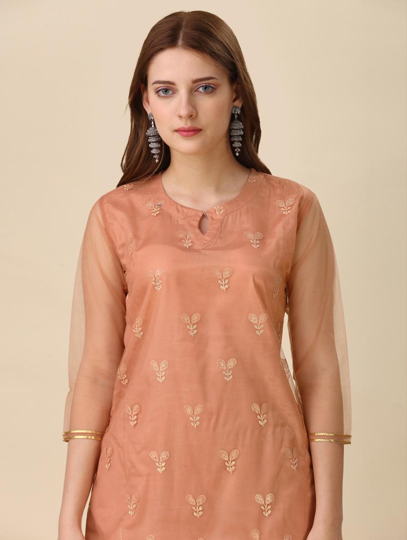 zari work kurta pant with dupatta - 20444183 - Standard Image - 4