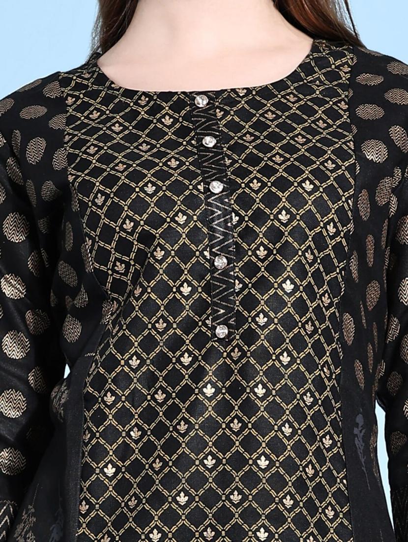women black round neck kurta pant set - 20444196 - Standard Image - 4