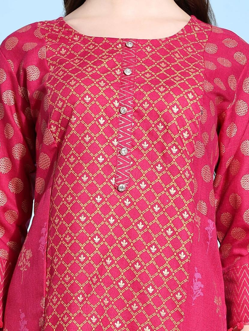 women pink round neck kurta pant set - 20444199 - Standard Image - 4