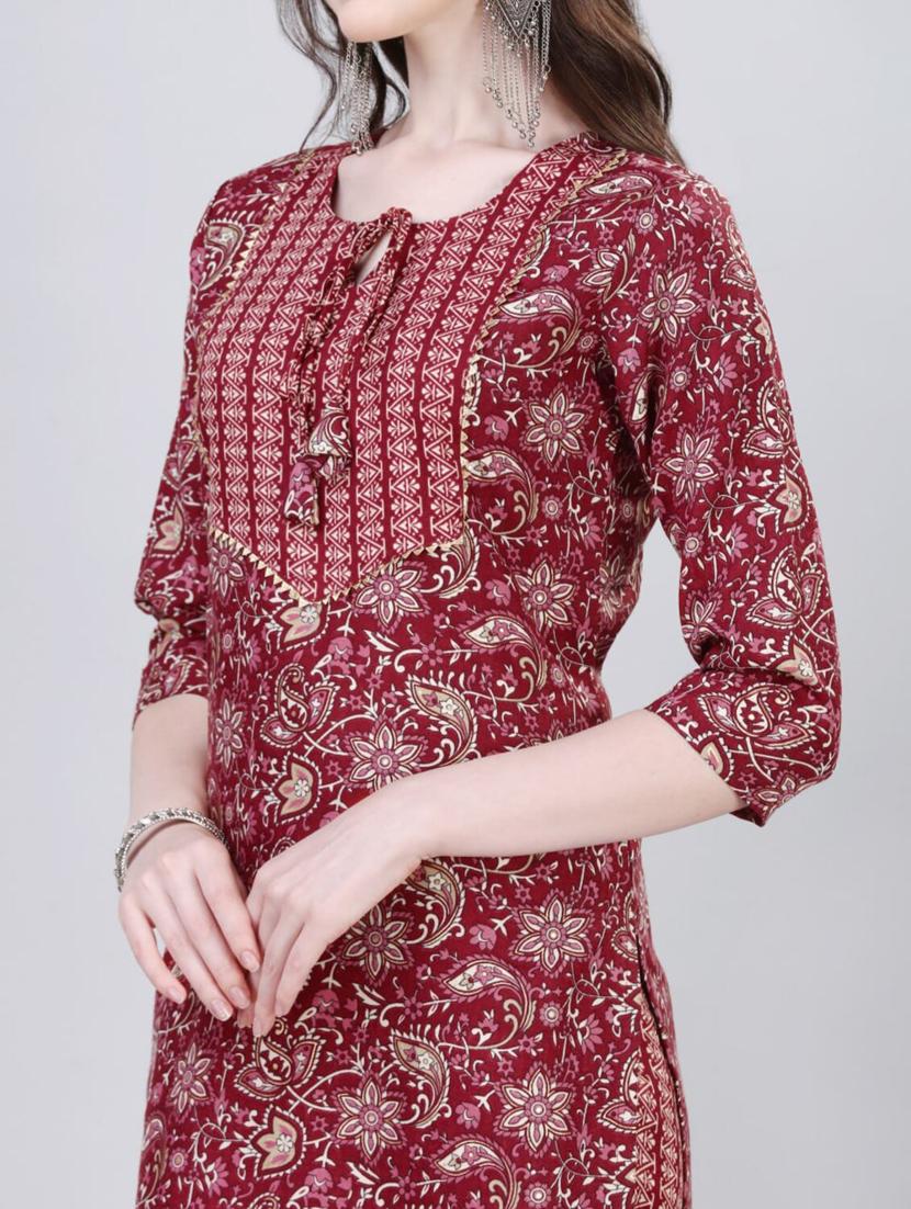 women red tie up neck kurta pant set with dupatta - 20444205 - Standard Image - 4
