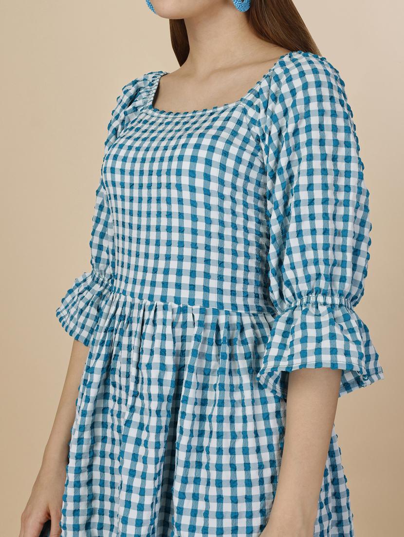 ai aqua checks fit & flare dress - 20444253 - Standard Image - 4
