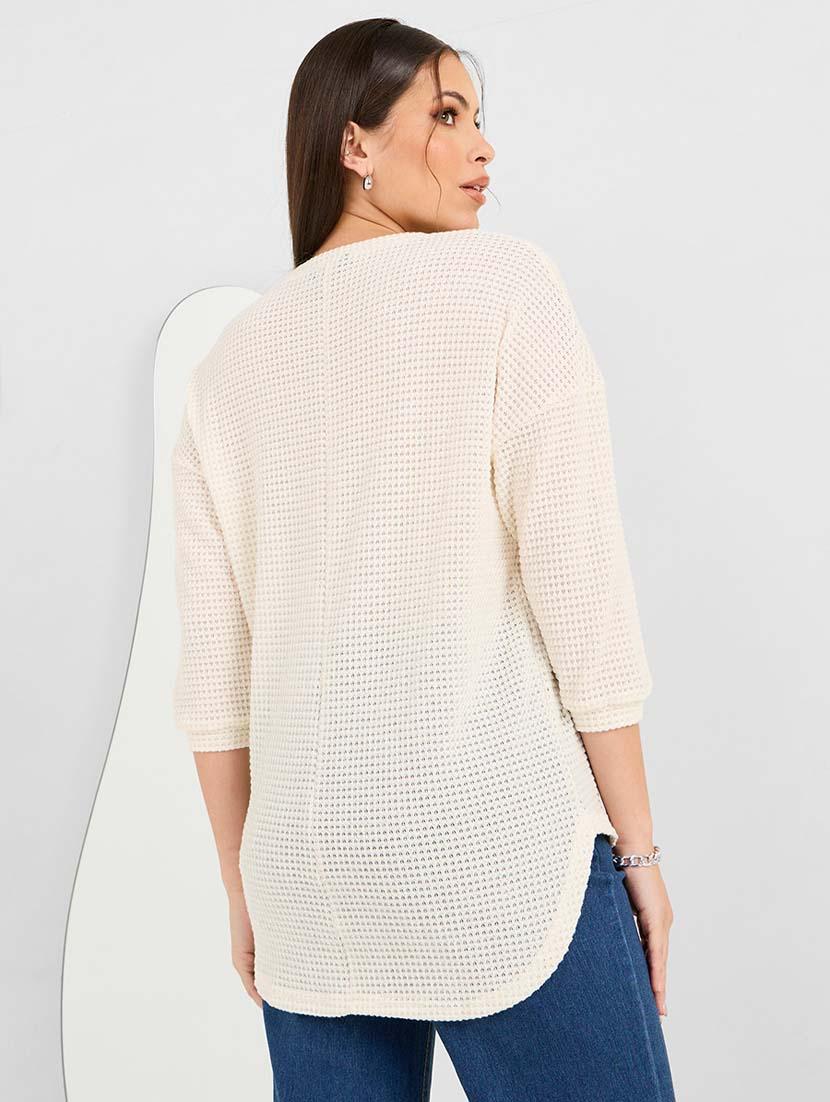 optic white self design boxy winter top - 20444258 - Standard Image - 1